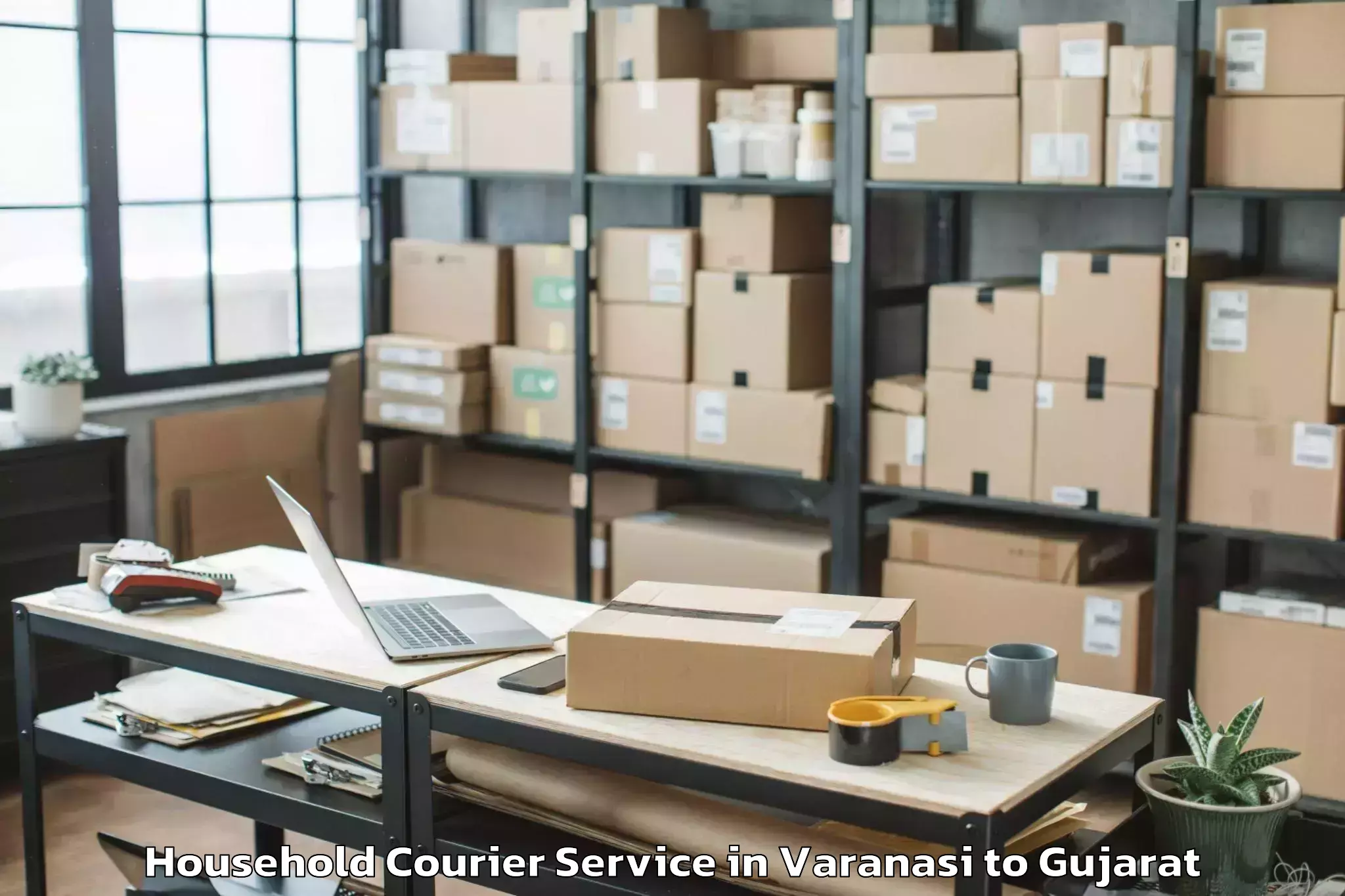 Reliable Varanasi to Dhuvaran Household Courier